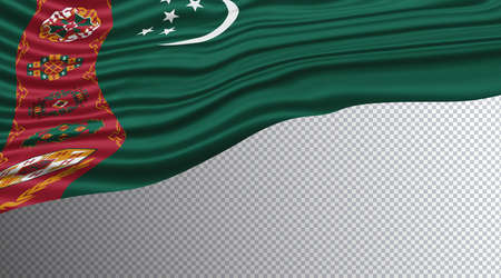 Turkmenistan Wavy Flag, national flagの写真素材