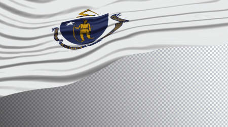 Massachusetts state Wavy Flag , Massachusetts flag backgroundの写真素材