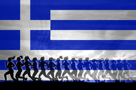 Greece women struggle for rights, concept of women, independence, equality, women strength conceptの写真素材