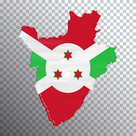 Burundi flag and map, transparent background, Clipping pathの写真素材
