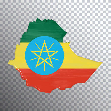 Ethiopia flag and map, transparent background, Clipping pathの写真素材