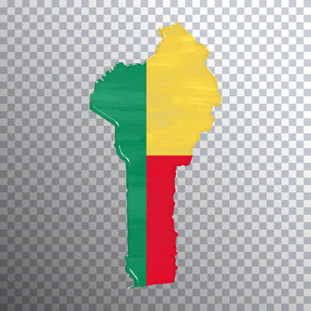 Benin flag and map, transparent background, Clipping pathの写真素材