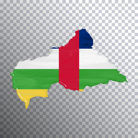 Central African Republic flag and map, transparent background, Clipping pathの写真素材
