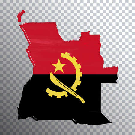 Angola flag and map, transparent background, Clipping pathの写真素材