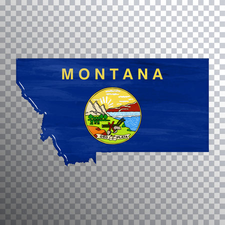 Montana flag and map, transparent background, Clipping pathの写真素材