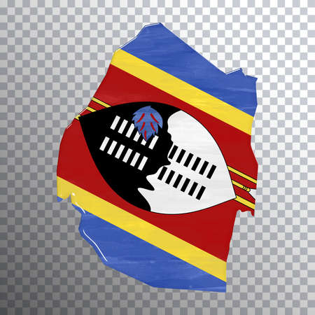 Swaziland flag and map, transparent background, Clipping pathの写真素材