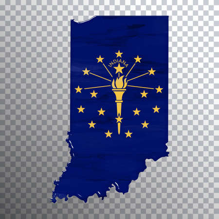 Indiana flag and map, transparent background, Clipping pathの写真素材
