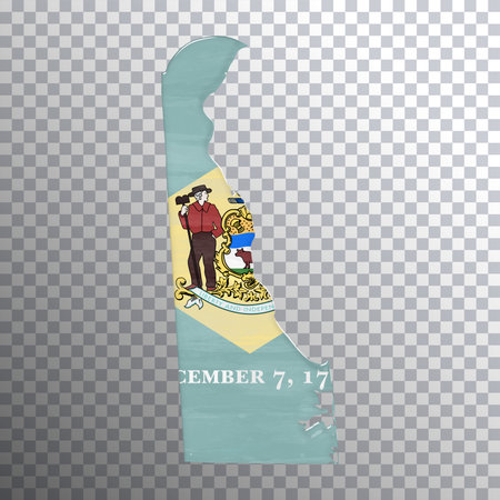 Delaware flag and map, transparent background, Clipping pathの写真素材