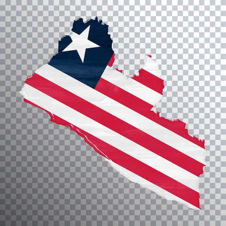 Liberia flag and map, transparent background, Clipping pathの写真素材