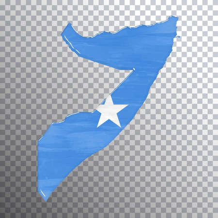 Somalia flag and map, transparent background, Clipping pathの写真素材