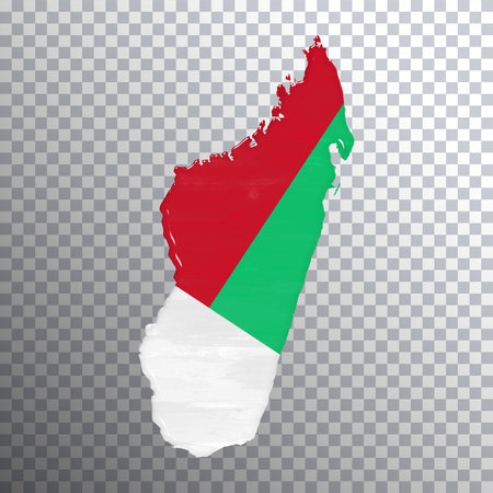 Madagascar flag and map, transparent background, Clipping pathの写真素材