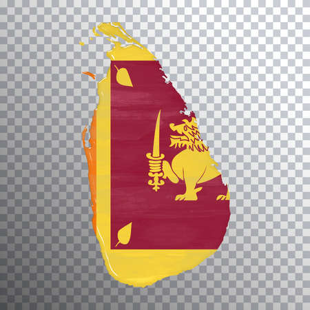 Sri Lanka flag and map, transparent background, Clipping pathの写真素材