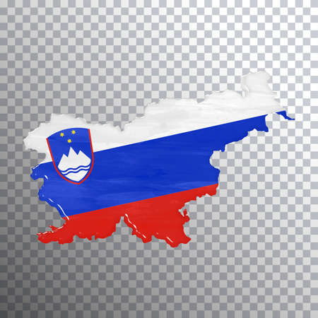 Slovenia flag and map, transparent background, Clipping pathの写真素材
