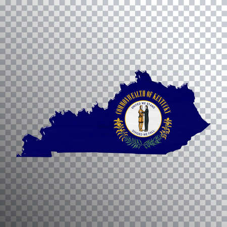 Kentucky flag and map, transparent background, Clipping pathの写真素材
