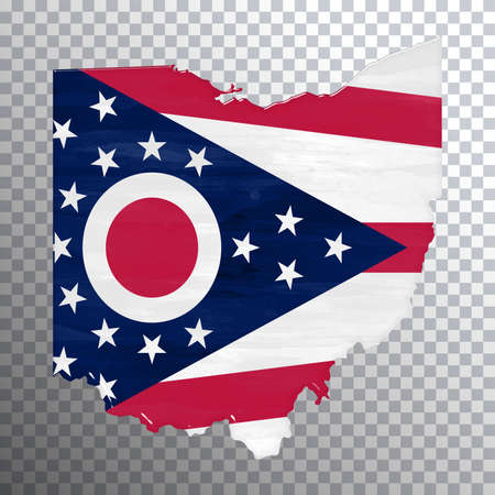 Ohio flag and map, transparent background, Clipping pathの写真素材