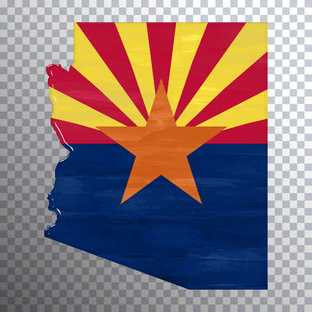 Arizona flag and map, transparent background, Clipping pathの写真素材