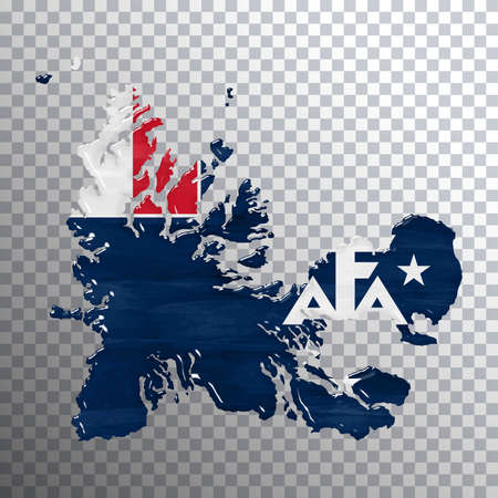 French Southern Territories flag and map, transparent background, Clipping pathの写真素材