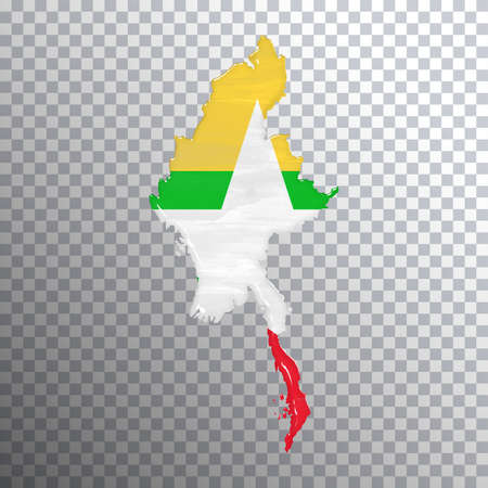 Myanmar flag and map, transparent background, Clipping pathの写真素材