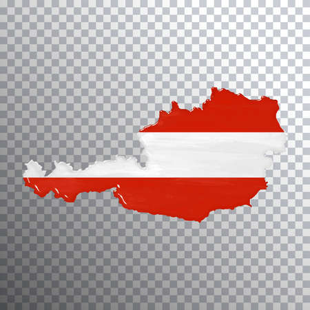 Austria flag and map, transparent background, Clipping pathの写真素材