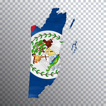 Belize flag and map, transparent background, Clipping pathの写真素材