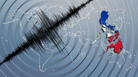 Seismic activity earthquake Philippines map Richter scaleの写真素材