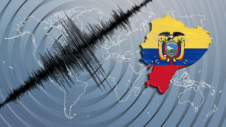 Seismic activity earthquake Ecuador map Richter scaleの素材 [FY310181875723]