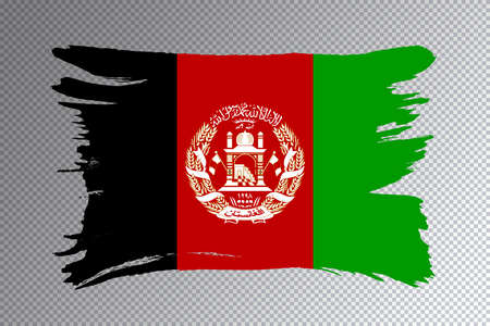 Afghanistan flag brush stroke, national flag on transparent backgroundの写真素材