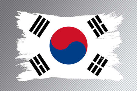 South Korea flag brush stroke, national flag on transparent backgroundの写真素材