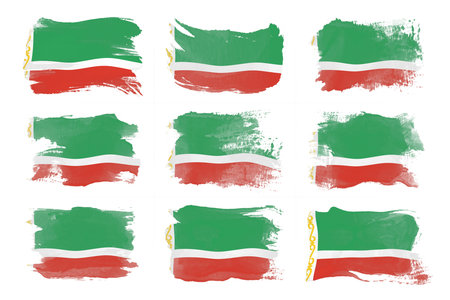 Chechnya flag brush stroke, national flag on white backgroundの写真素材