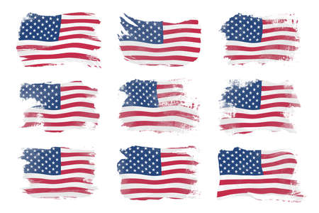 United States flag brush stroke, national flag on white backgroundの写真素材