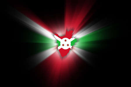 Map of Burundi, on black background, map with flagの写真素材