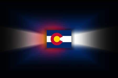 Map of Colorado, on black background, map with flagの写真素材