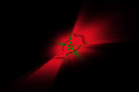 Map of Morocco, on black background, map with flagの写真素材