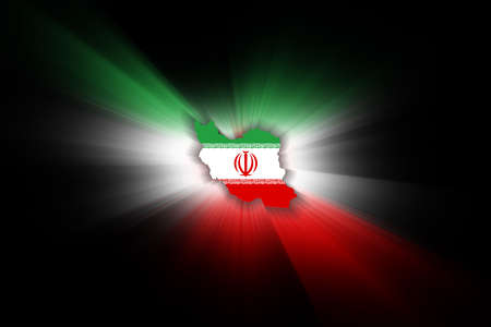Map of Iran, on black background, map with flagの写真素材