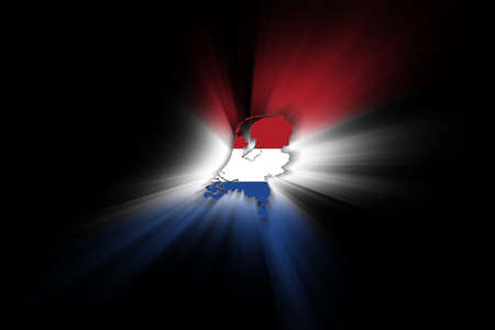 Map of Netherlands, on black background, map with flagの写真素材