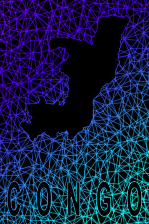 Map of Congo, Polygonal mesh line map, modern colorful mapの写真素材