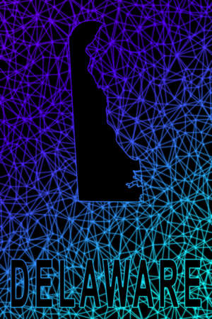 Map of Delaware, Polygonal mesh line map, modern colorful mapの写真素材