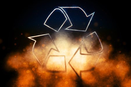 Recycle sign, recycle symbol,Â Concept of ecology and recycling, Blue Symbolの写真素材