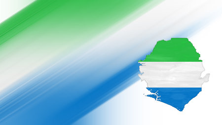Map of Sierra Leone, flag map, National colors backgroundの写真素材