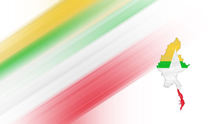 Map of Myanmar, flag map, National colors backgroundの写真素材