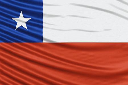 Chile Flag Wave Close Up, national flag backgroundの写真素材