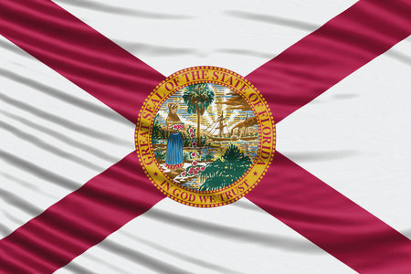 Florida state Flag Wave Close Up, Florida flag backgroundの写真素材