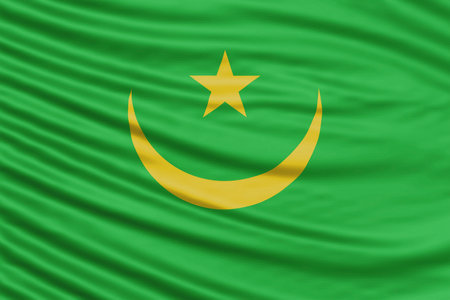 Mauritania Flag Wave Close Up, national flag backgroundの写真素材