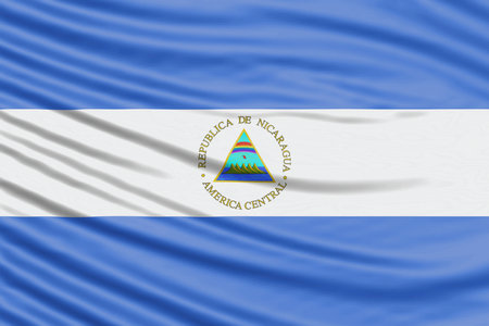 Nicaragua Flag Wave Close Up, national flag backgroundの写真素材