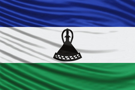 Lesotho Flag Wave Close Up, national flag backgroundの写真素材