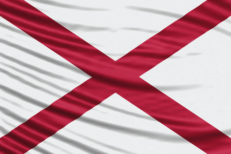 Alabama state Flag Wave Close Up, Alabama flag backgroundの写真素材