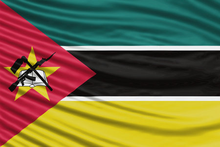 Mozambique Flag Wave Close Up, national flag backgroundの写真素材