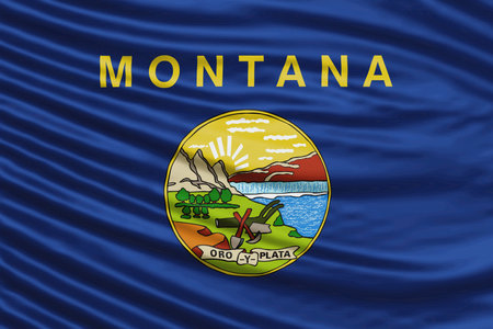 Montana state Flag Wave Close Up, Montana flag backgroundの写真素材