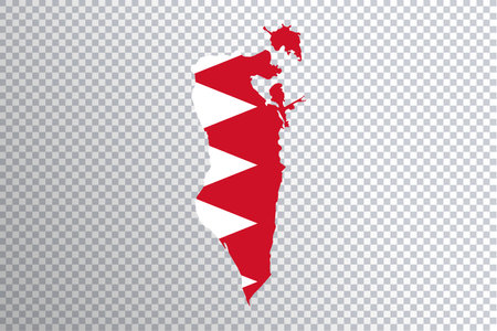 Bahrain flag on map, transparent backgroundの写真素材