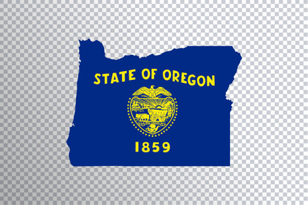 Oregon flag on map, transparent backgroundの写真素材
